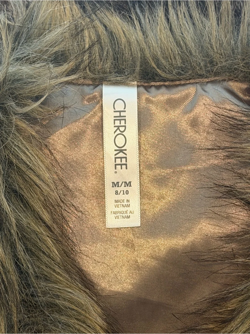 Cherokee Girls Faux Fur Vest Gray Brown Size Medium 8/10